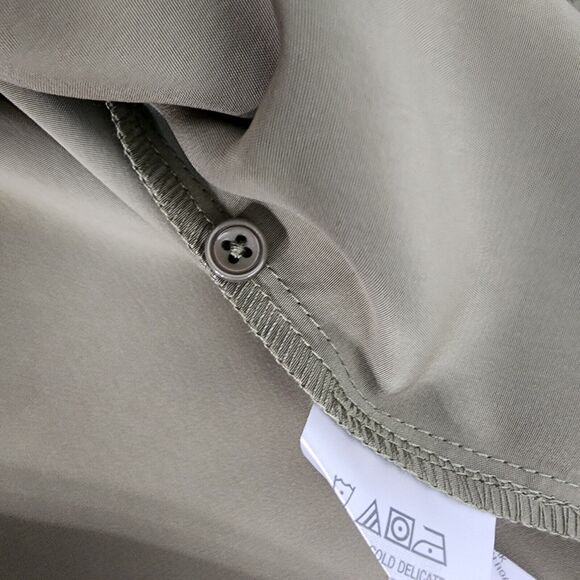 Denim & Co. Tunic Top Medium Roll Tab Sleeve Button Soft Utility A227885 Olive - Picture 10 of 10